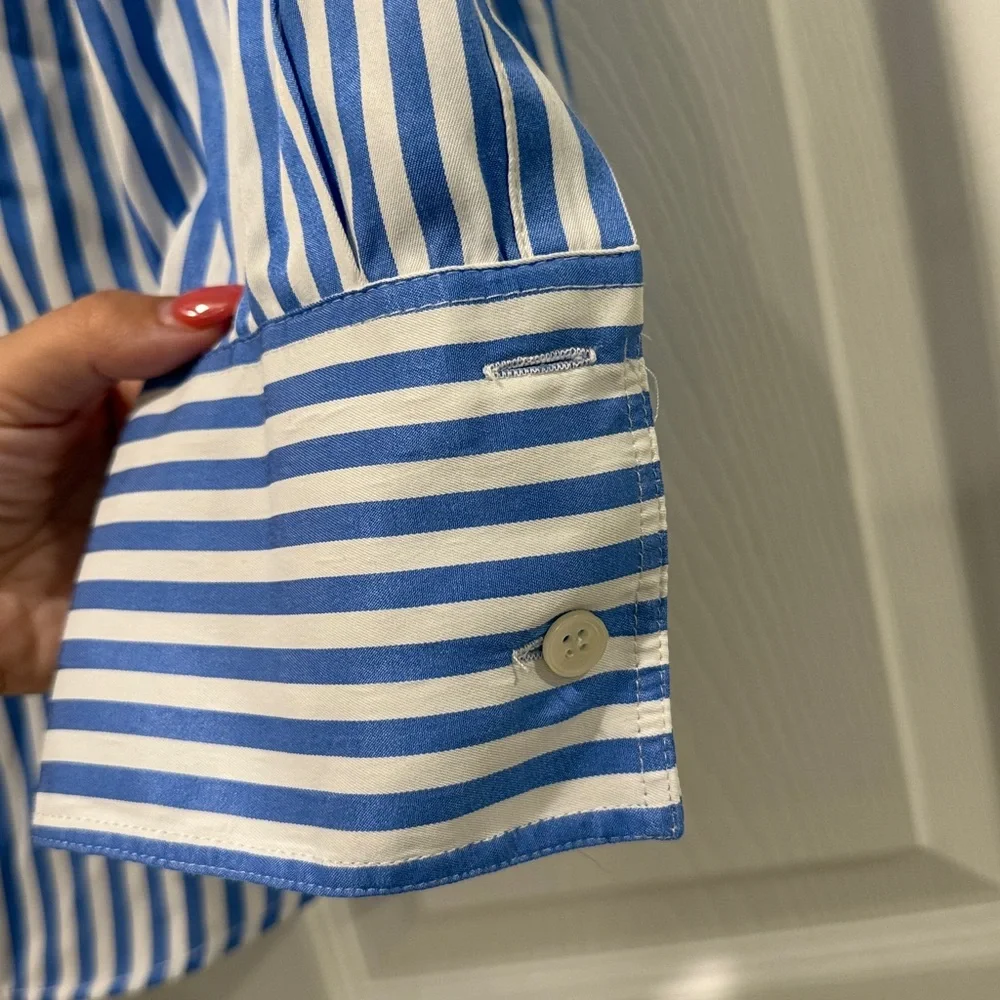 Zara Blue and White Striped Shirt - Picture 2 of 9